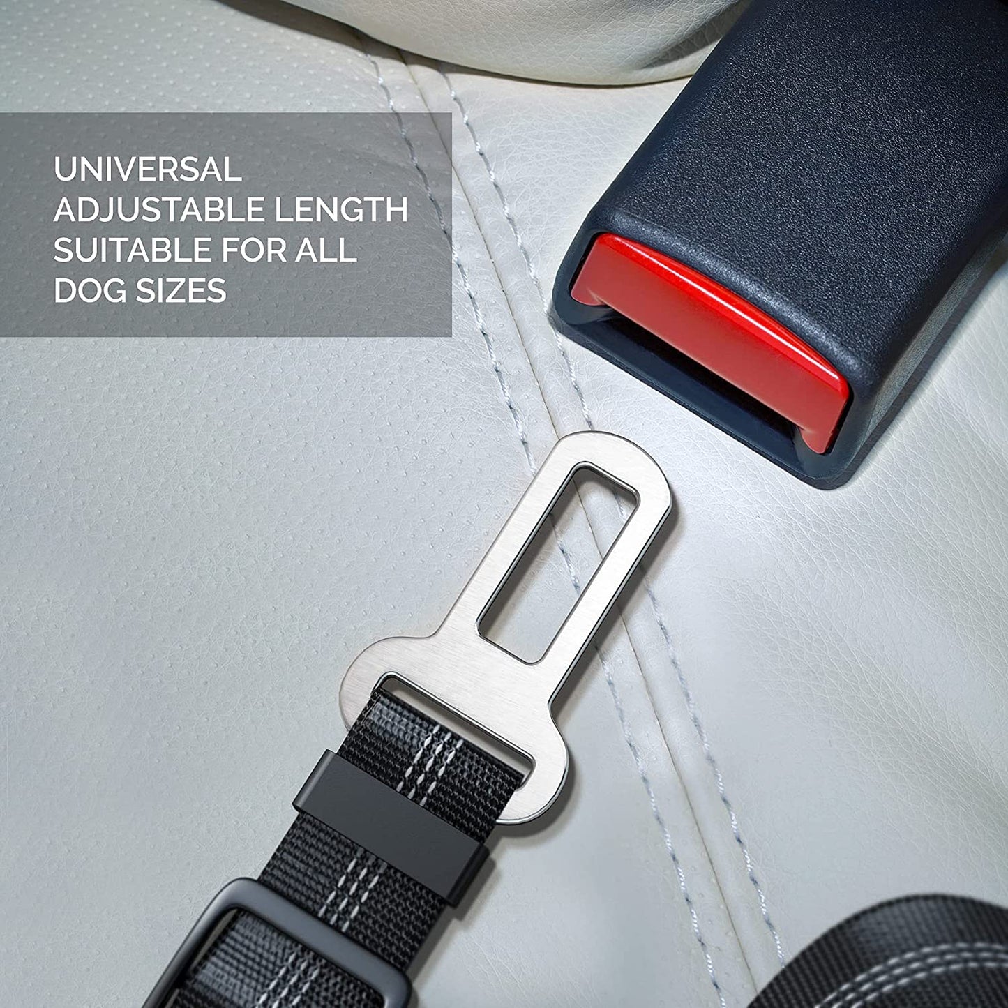 Dog Seat Belt with Elastic Bungee Buffer | Adjustable Car Travel Accessory (Black)