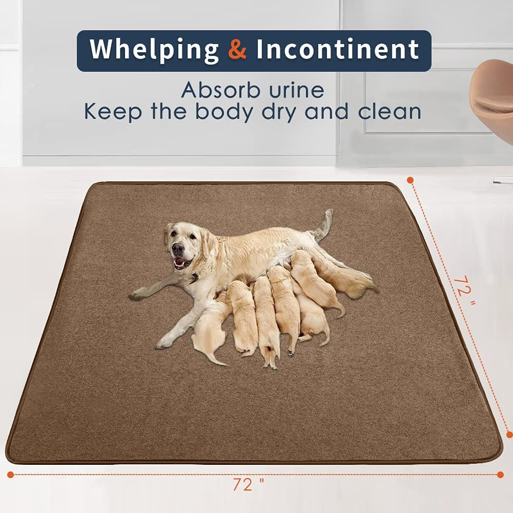 Extra Large Washable Dog Pee Pads - 65"X45" & 72"X72" Reusable Waterproof Pet Training Mats, Non-Slip Fast Absorbent Whelping Pads for Playpen Use