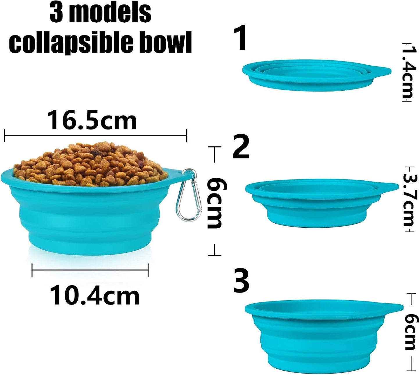 2-Pack Collapsible Dog Bowls, Integrated Molding Travel Bowls without Plastic Rim for Outdoor Use, 600ml (Light Blue + Light Green)