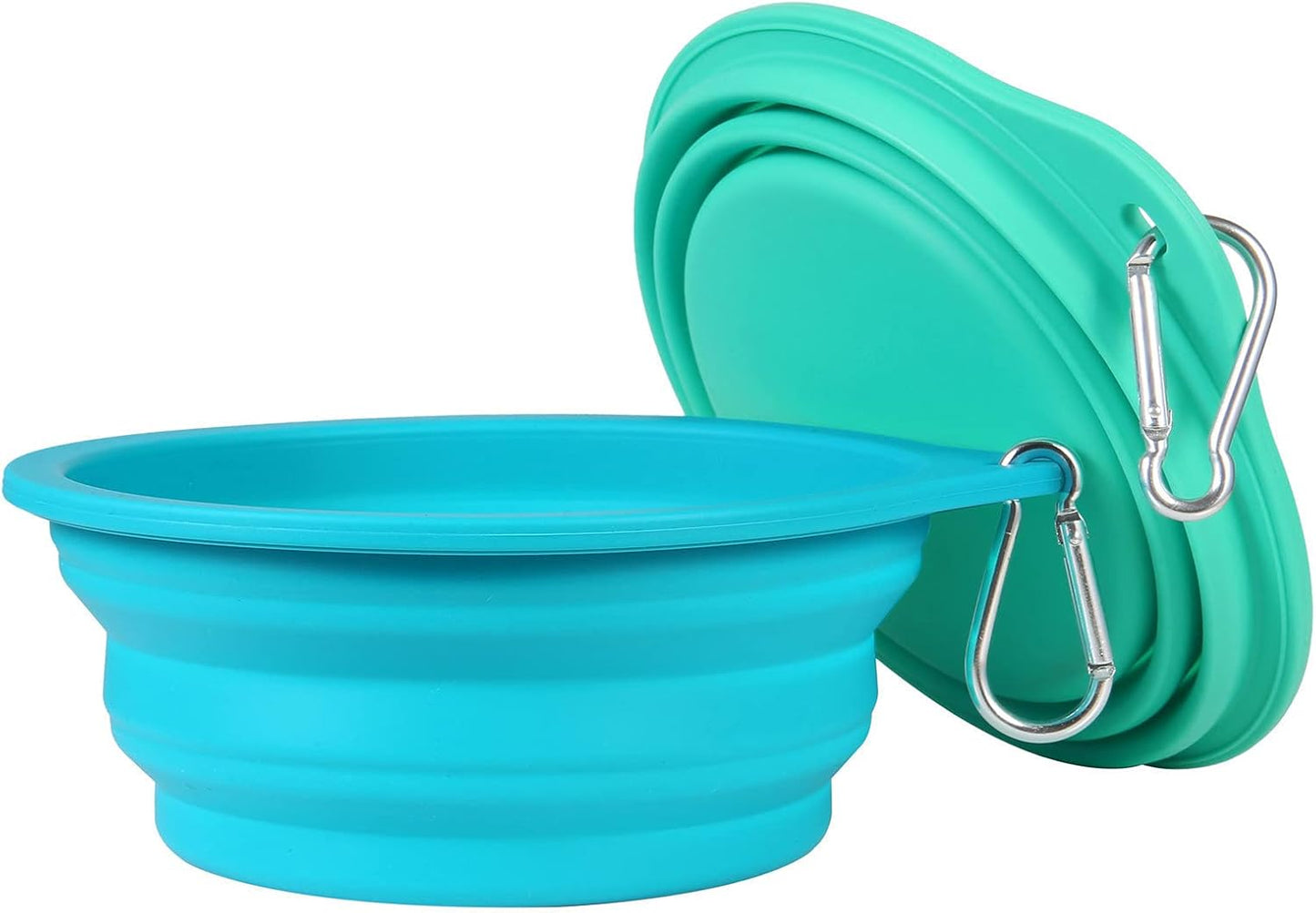 2-Pack Collapsible Dog Bowls, Integrated Molding Travel Bowls without Plastic Rim for Outdoor Use, 600ml (Light Blue + Light Green)