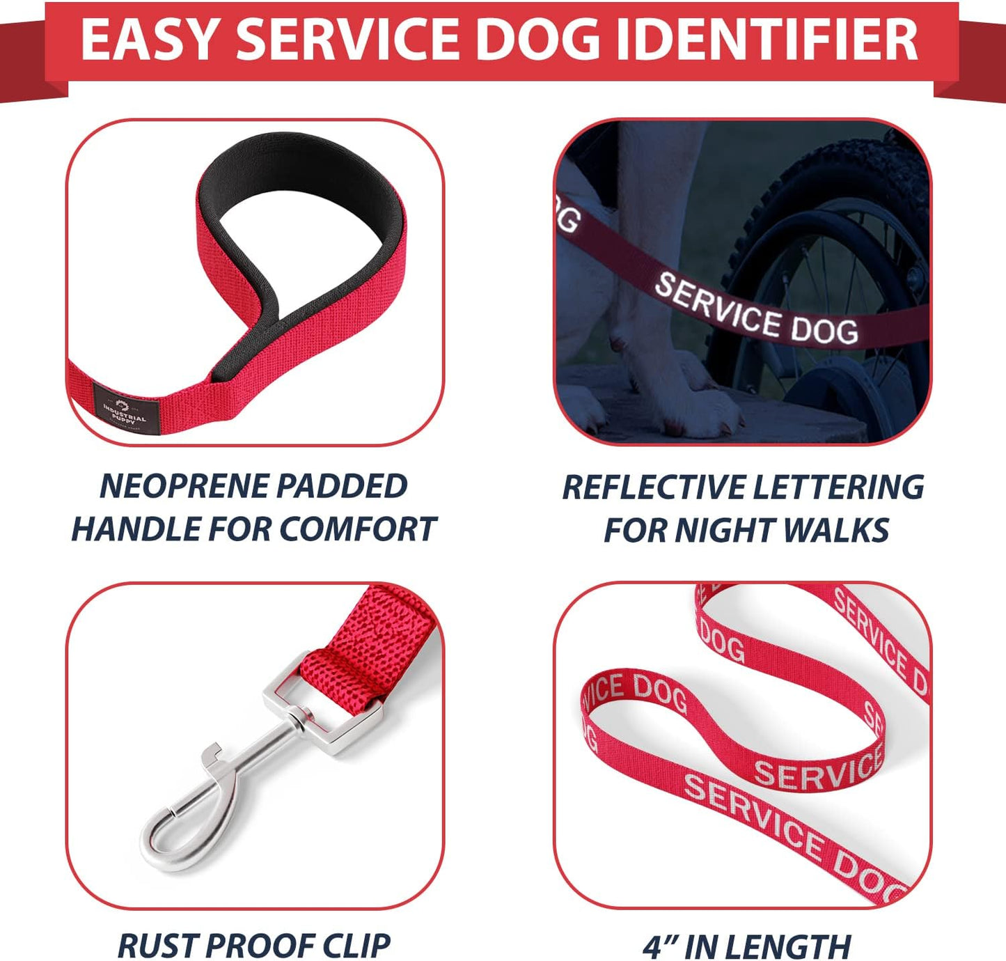 Professional Service Dog Vest and Leash Set - Adjustable Harnesses (XXS to XXL) with Reflective Patch and Breathable Mesh Design (Red, Small)