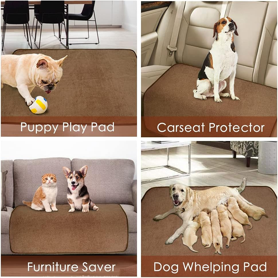 Extra Large Washable Dog Pee Pads - 65"X45" & 72"X72" Reusable Waterproof Pet Training Mats, Non-Slip Fast Absorbent Whelping Pads for Playpen Use