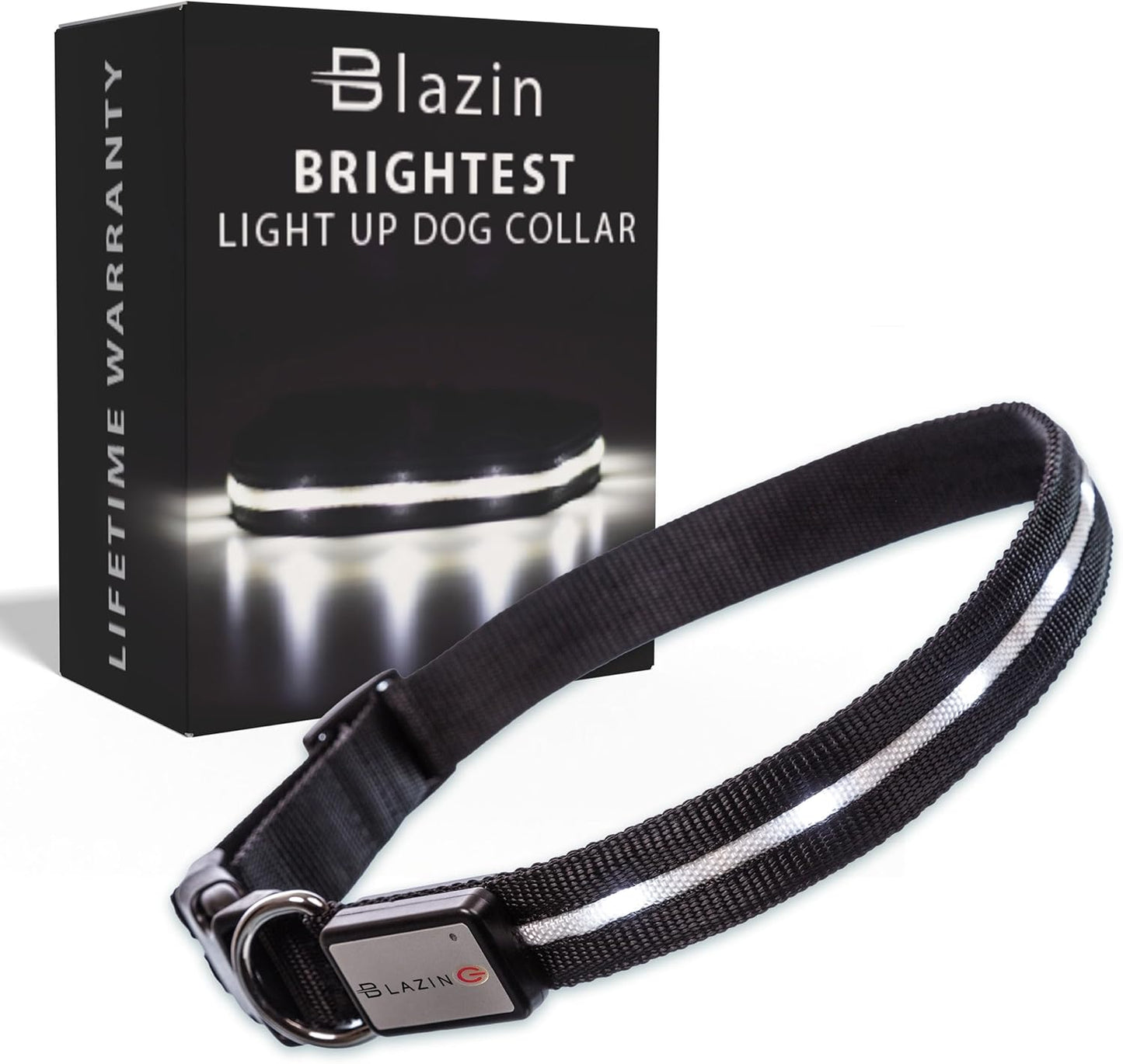 LED Dog Collar - Original USB Rechargeable, Waterproof Design with 1,000 Feet Visibility - Suitable for Small, Medium, and Large Dogs - US Brand