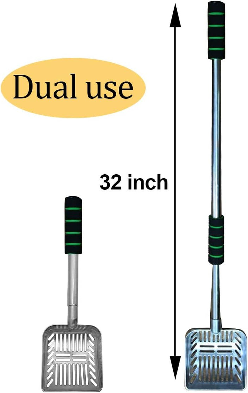 32-Inch Metal Cat Litter Scoop with Long Handle - Non-Stick Aluminum Deep Shovel for Efficient Multi-Cat Clump Management