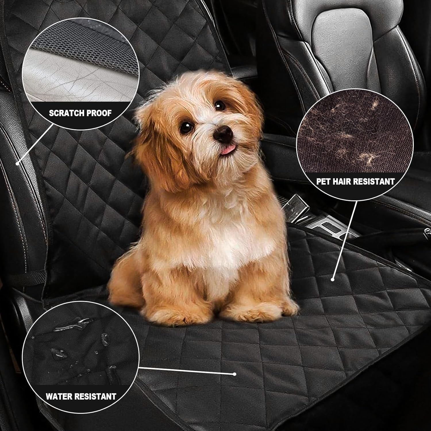 Heavy-Duty Waterproof Dog Seat Cover for Cars, Trucks, and SUVs - Durable 600D Fabric with Nonslip Backing and Side Flaps, Scratchproof Design for Front Seats