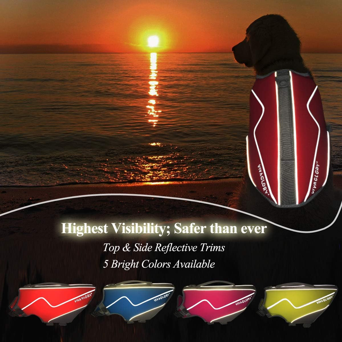Lightweight Neoprene Dog Life Vest for Swimming and Boating, Buoyant Dog Life Jacket with Handle, Medium, Red