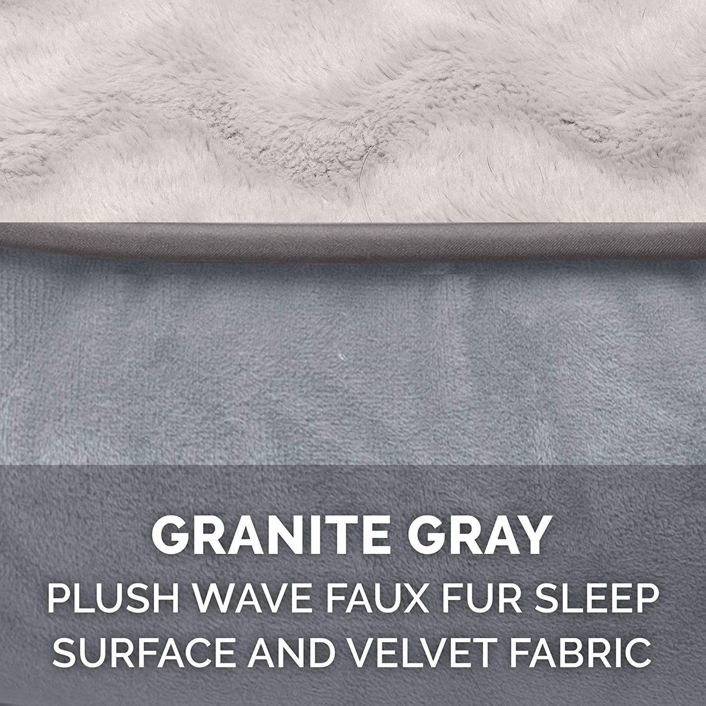 Orthopedic Foam Dog Bed with Washable Velvet Cover - Granite Gray, Large (for dogs up to 55 lbs)
