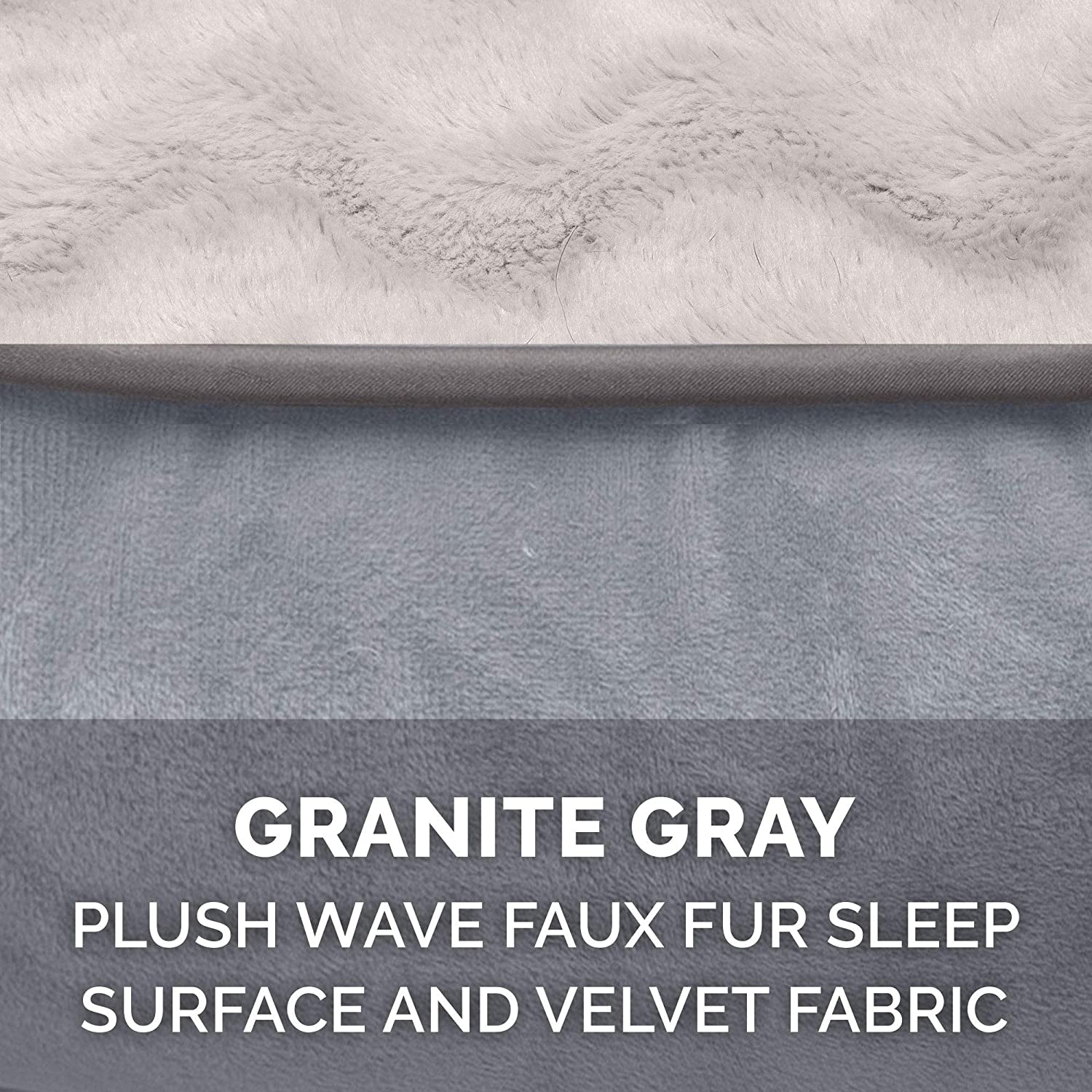 Orthopedic Foam Dog Bed with Washable Velvet Cover - Granite Gray, Large (for dogs up to 55 lbs)