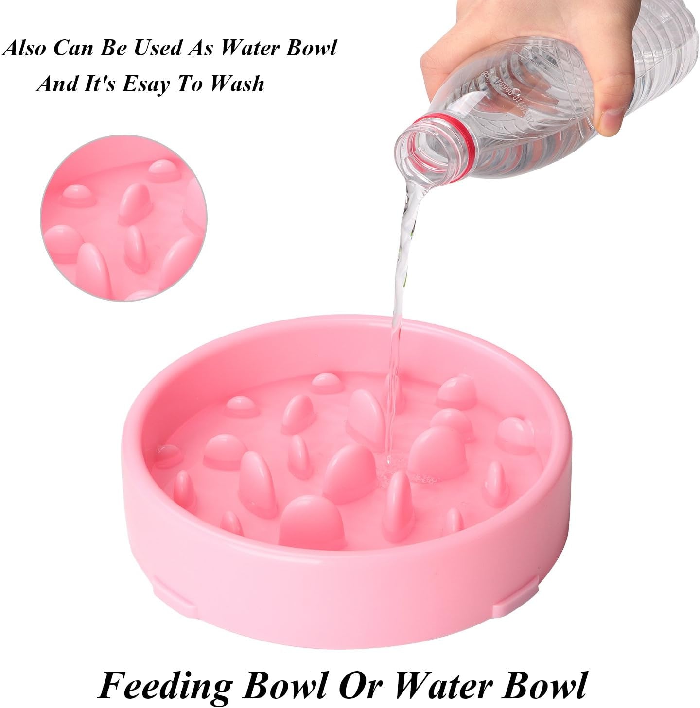 Eco-Friendly Slow Eating Dog Feeder Bowl - Non-Toxic, Choking Prevention Design for Healthy Eating (Size S-M, New Pink)