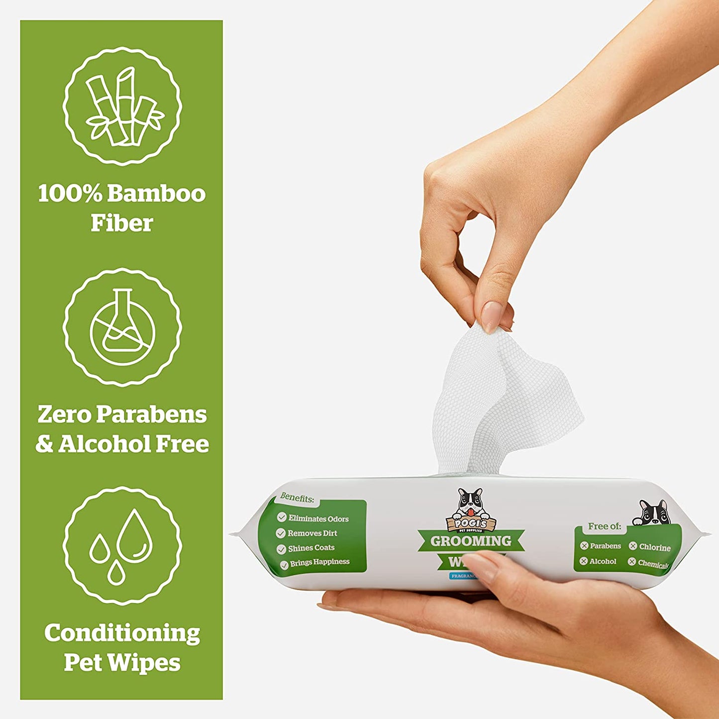 Pogi's Hypoallergenic Dog Grooming Wipes – 400-Count Fragrance-Free Wipes for Paws, Body, and Butt Cleaning and Hydration