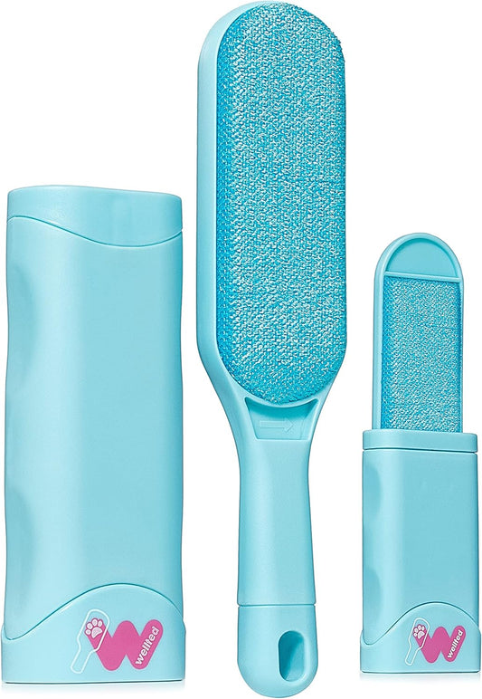 Blue Double-Sided Self-Cleaning Pet Hair Remover for Furniture, Clothing, Car Seats, Carpets, and Pet Beds - Effective Dog and Cat Fur and Lint Brush