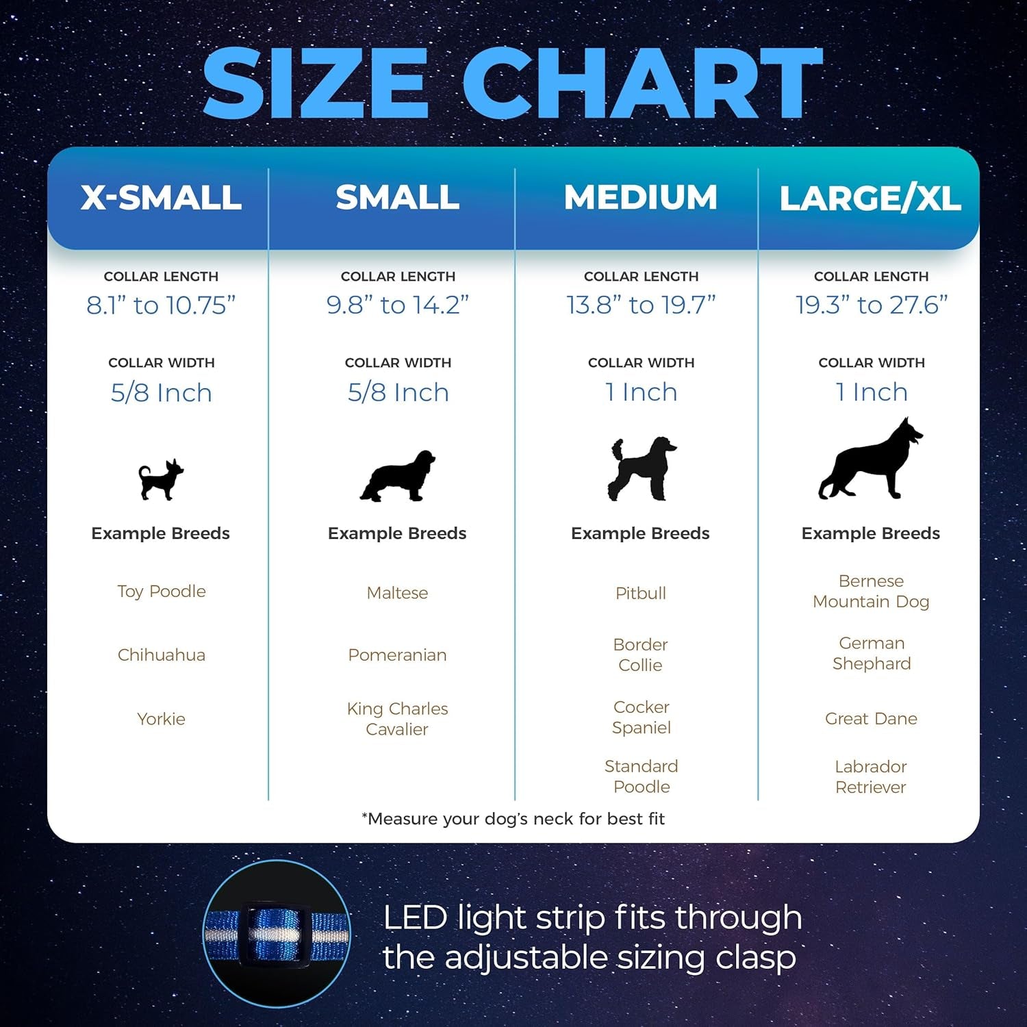 LED Dog Collar - Original USB Rechargeable, Waterproof Design with 1,000 Feet Visibility - Suitable for Small, Medium, and Large Dogs - US Brand