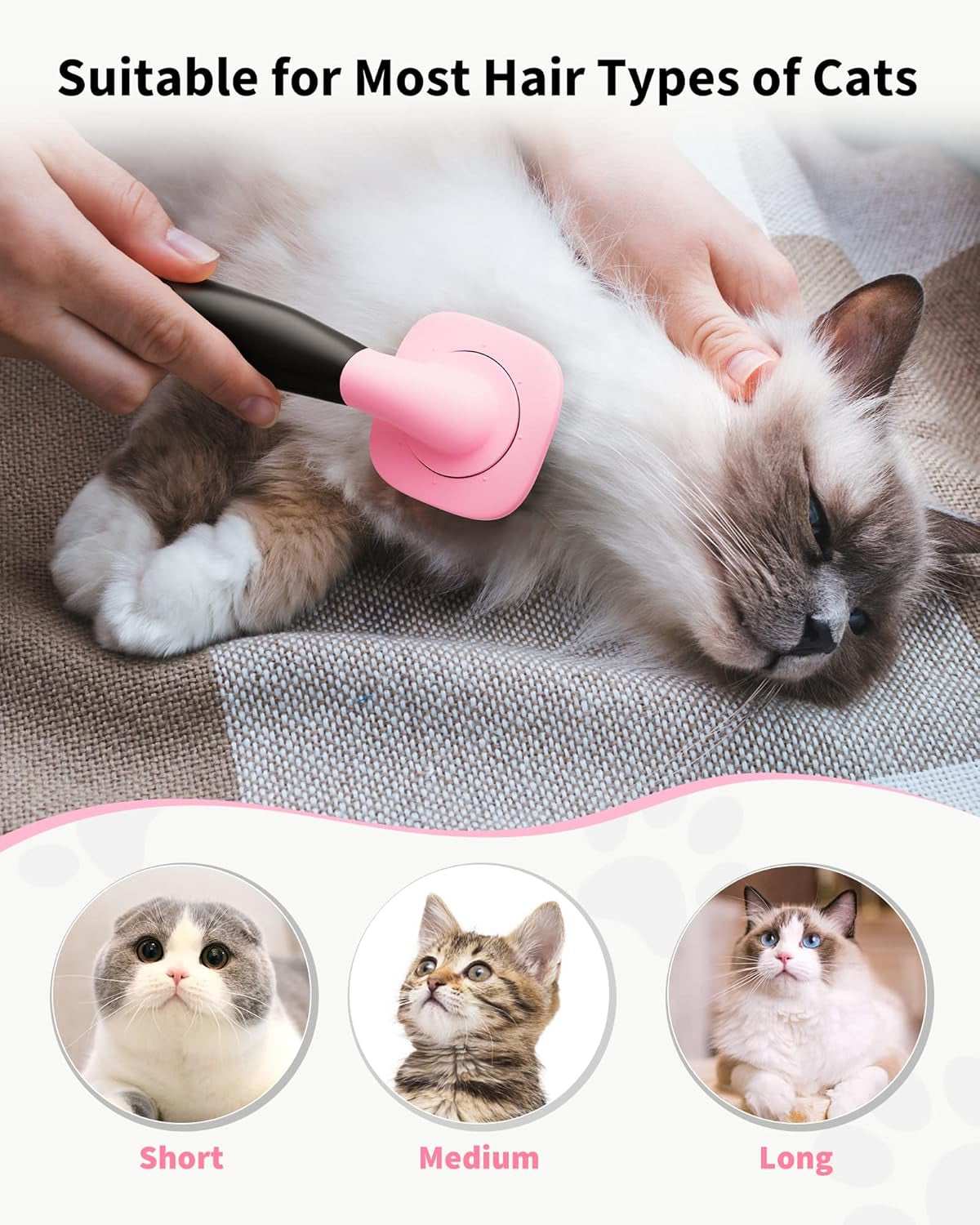Professional Slicker Brush for Dogs and Cats - Shedding Tool (Pink)