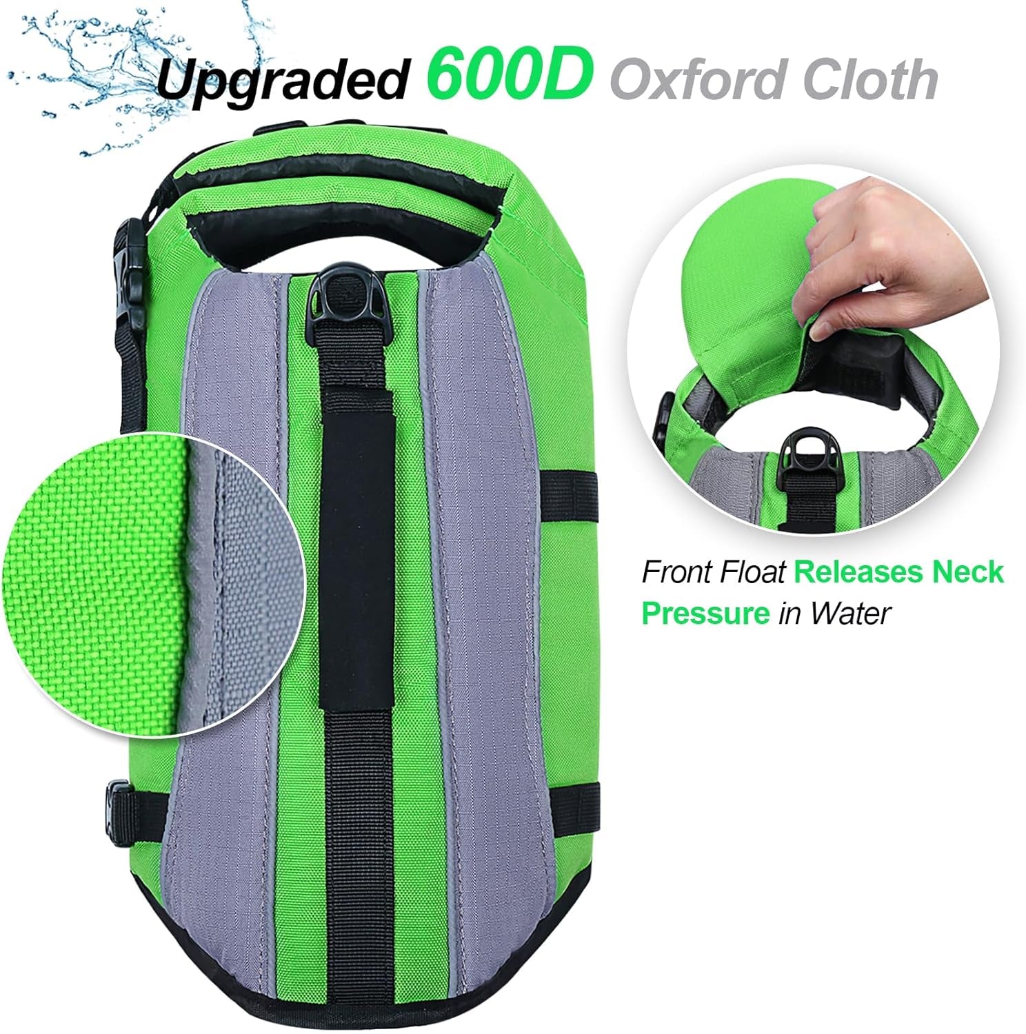 Front Float Dog Life Vest - Professional Swimming and Boating Jacket with Chin Float, Handle, Ripstop Material, and Enhanced Buoyancy for Puppies, Size Small, Bright Green