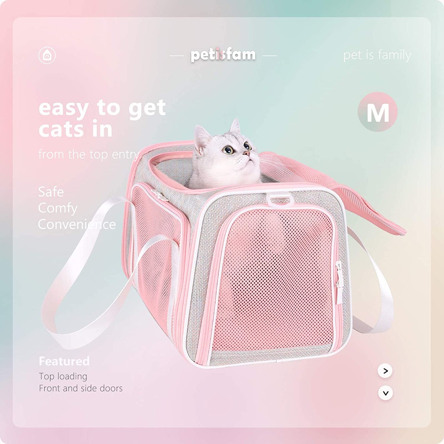 Soft and Stylish Travel Carrier Bag for Medium Cats, Kittens, and Puppies in Fantasy Pink, Size M
