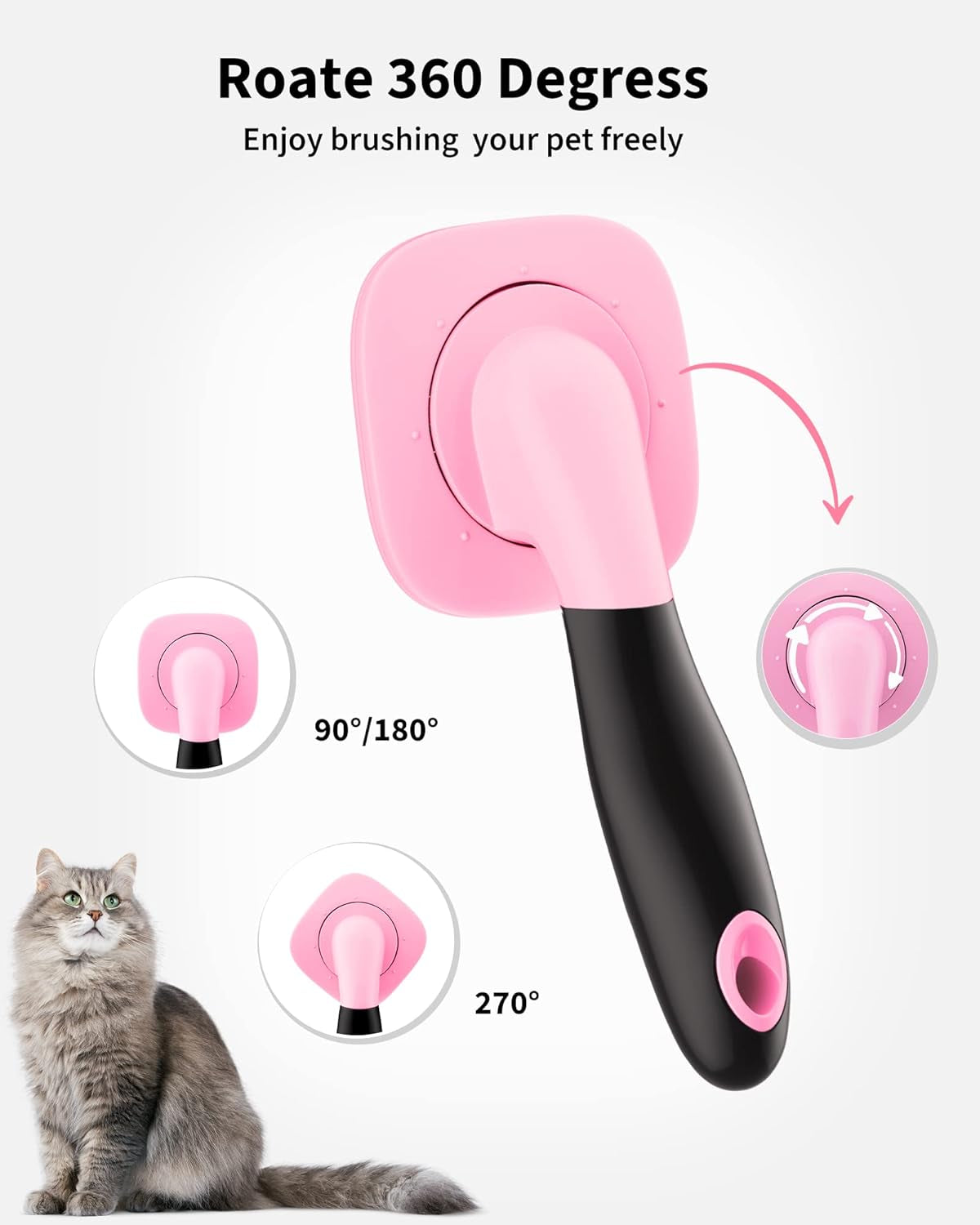 Professional Slicker Brush for Dogs and Cats - Shedding Tool (Pink)