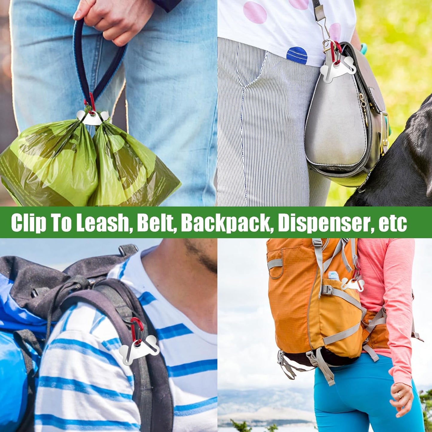 2-Pack Dog Waste Bag Holder and Carrier, Hands-Free Poop Bag Organizer