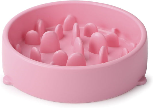 Eco-Friendly Slow Eating Dog Feeder Bowl - Non-Toxic, Choking Prevention Design for Healthy Eating (Size S-M, New Pink)