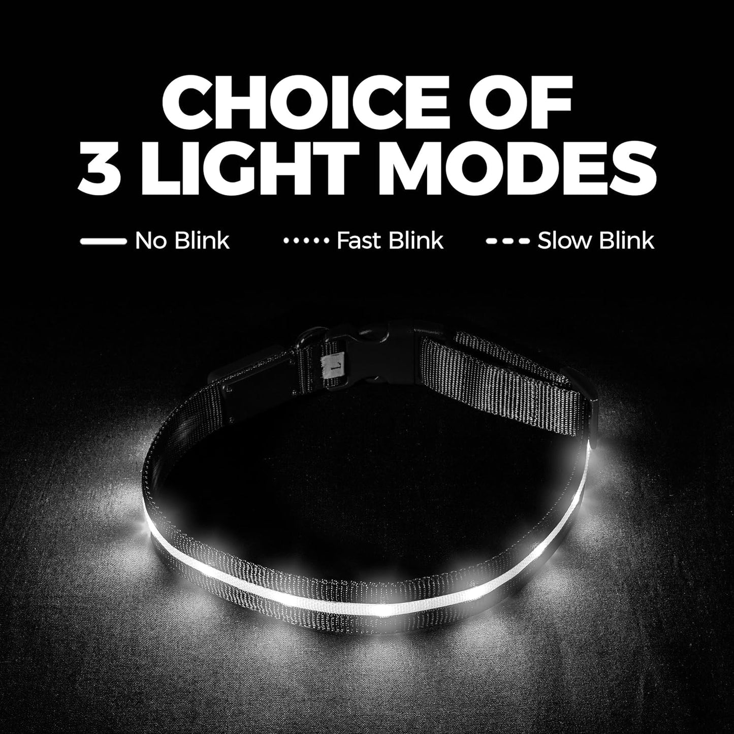 LED Dog Collar - Original USB Rechargeable, Waterproof Design with 1,000 Feet Visibility - Suitable for Small, Medium, and Large Dogs - US Brand