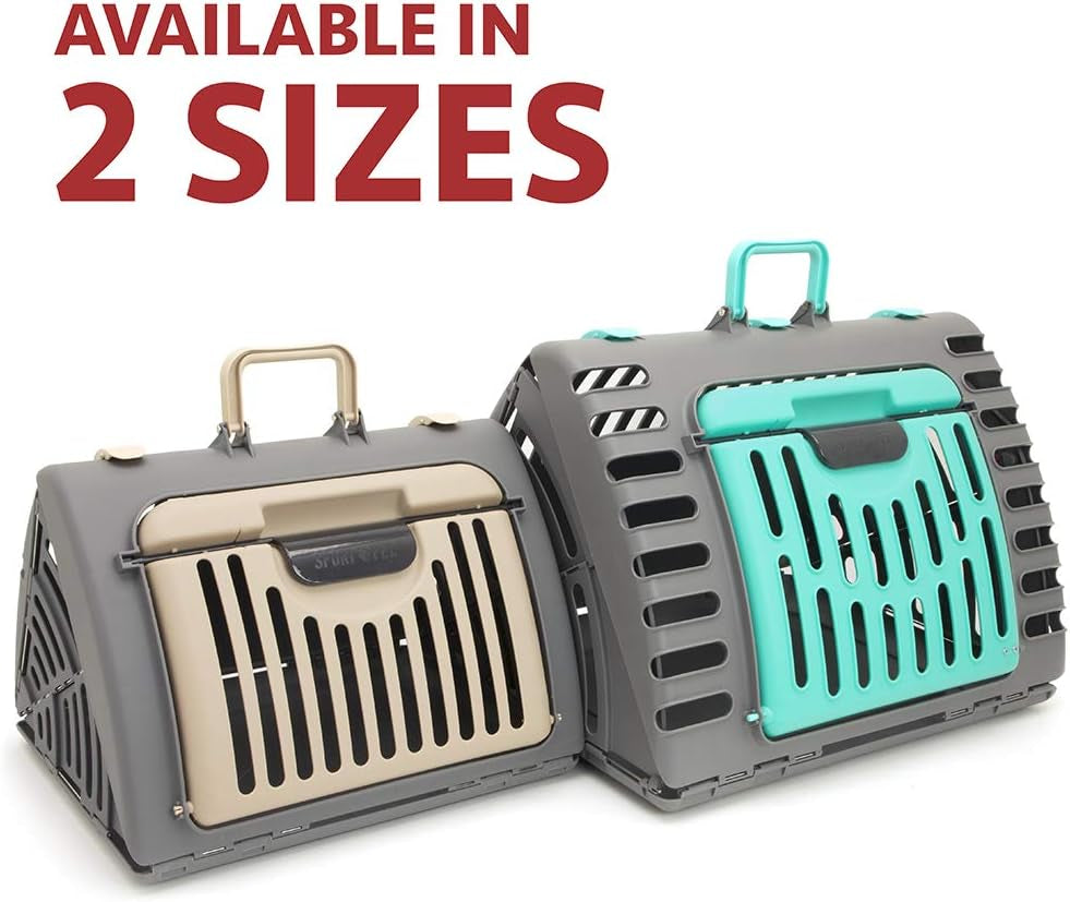 Sport Pet Designs Collapsible Travel Cat Carrier with Waterproof Bed and Front Door Access