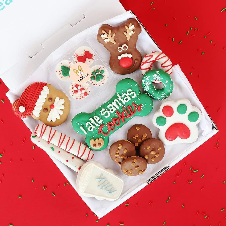 Gourmet Dog Treat Box | Artisan Hand-Decorated Dog Cookies | Premium Gift Box Featuring Locally Sourced Ingredients (Christmas Eve Edition)