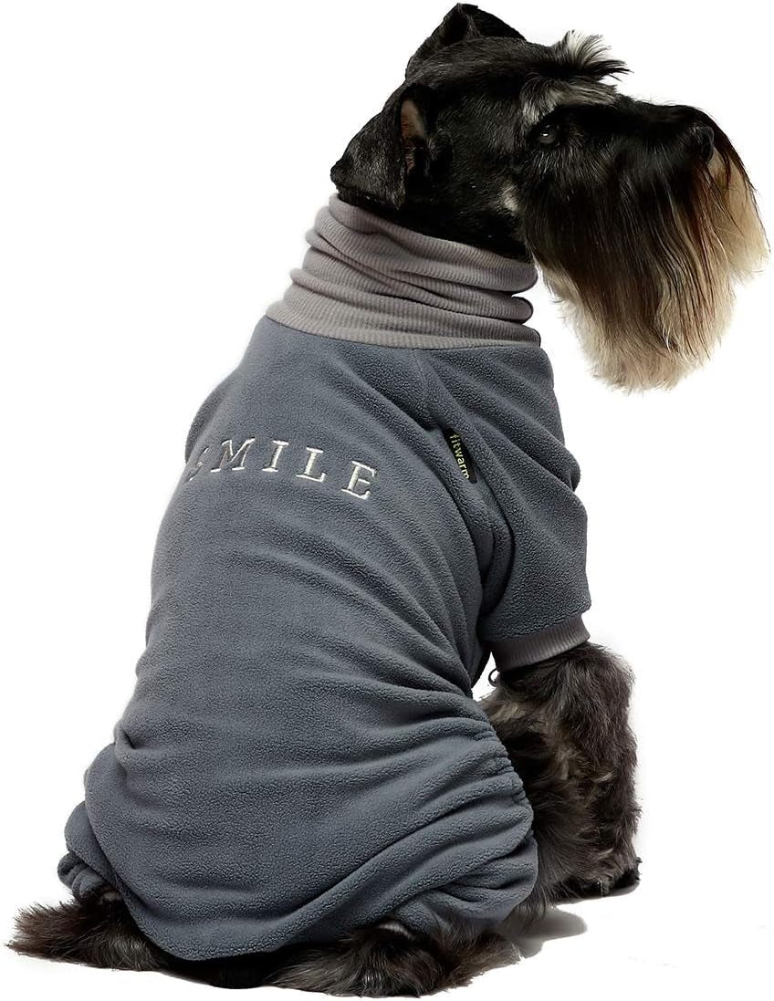 Embroidered Thermal Fleece Turtleneck Pajamas for Dogs and Cats - Blue, Small