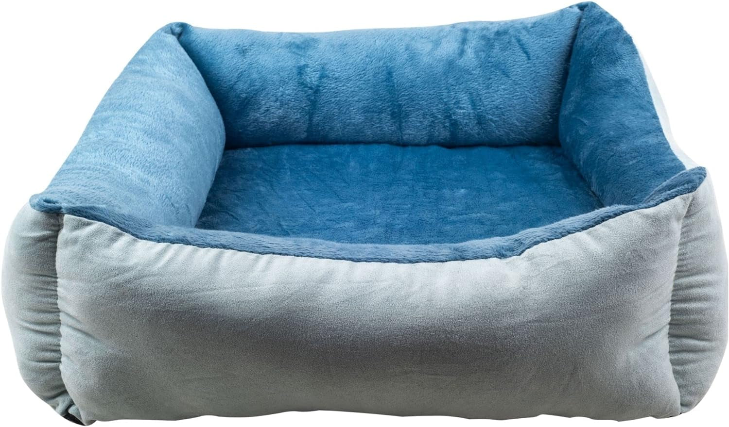 Orthopedic Rectangle Bolster Pet Bed, Medium 25x21 Inches, Blue with Orthopedic Insert by