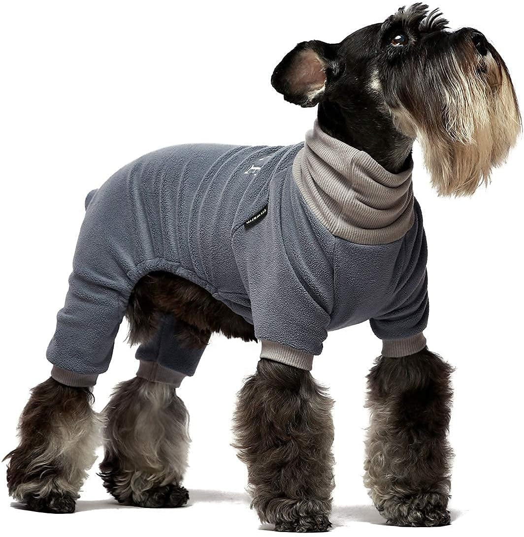 Embroidered Thermal Fleece Turtleneck Pajamas for Dogs and Cats - Blue, Small