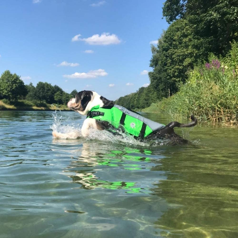 Front Float Dog Life Vest - Professional Swimming and Boating Jacket with Chin Float, Handle, Ripstop Material, and Enhanced Buoyancy for Puppies, Size Small, Bright Green