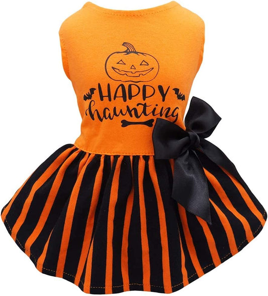 Halloween-Themed Dog Dresses and Cat Outfits, Medium Size, Orange