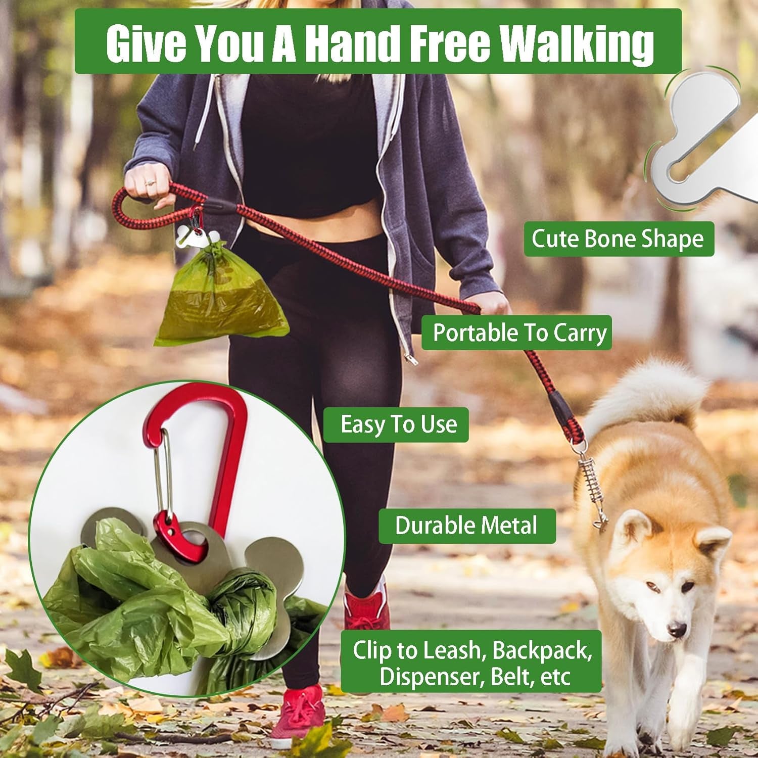 2-Pack Dog Waste Bag Holder and Carrier, Hands-Free Poop Bag Organizer