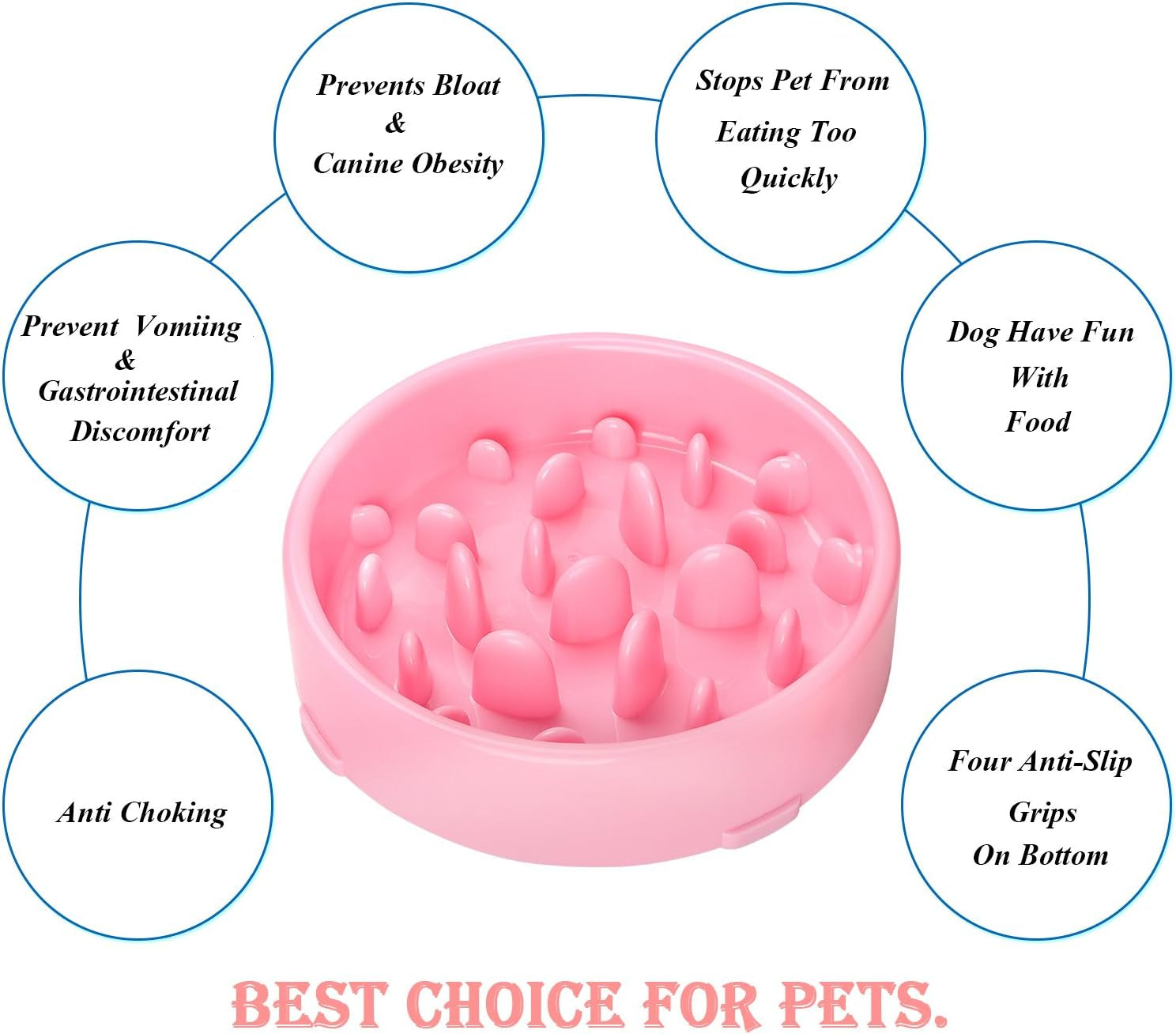 Eco-Friendly Slow Eating Dog Feeder Bowl - Non-Toxic, Choking Prevention Design for Healthy Eating (Size S-M, New Pink)