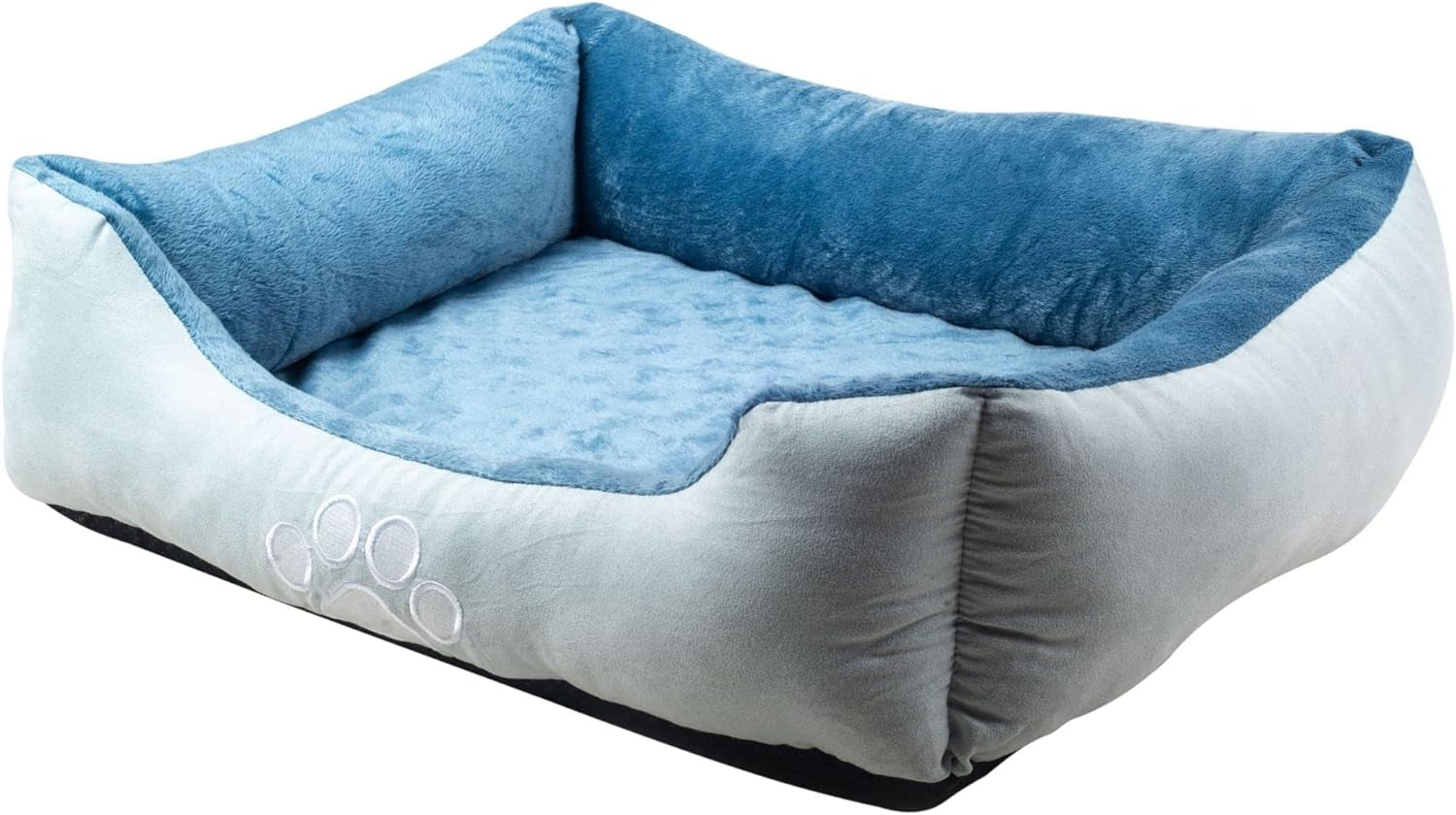 Orthopedic Rectangle Bolster Pet Bed, Medium 25x21 Inches, Blue with Orthopedic Insert by
