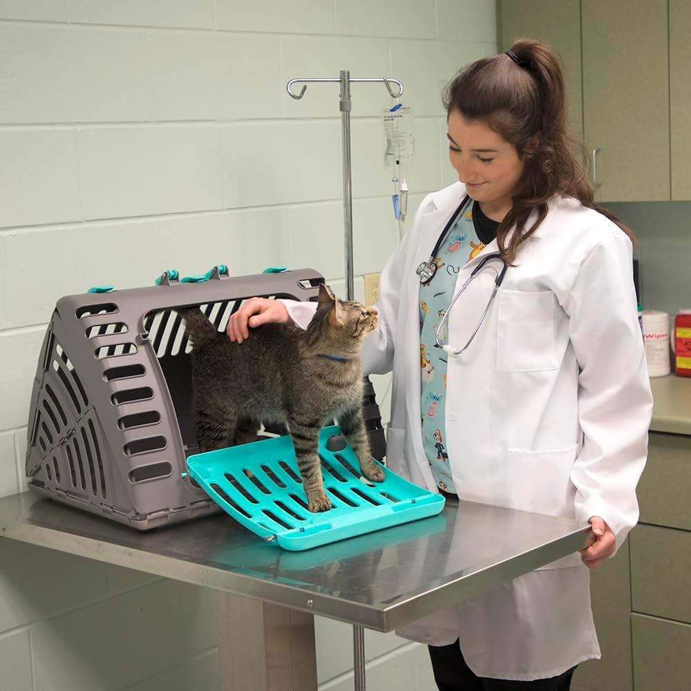 Sport Pet Designs Collapsible Travel Cat Carrier with Waterproof Bed and Front Door Access