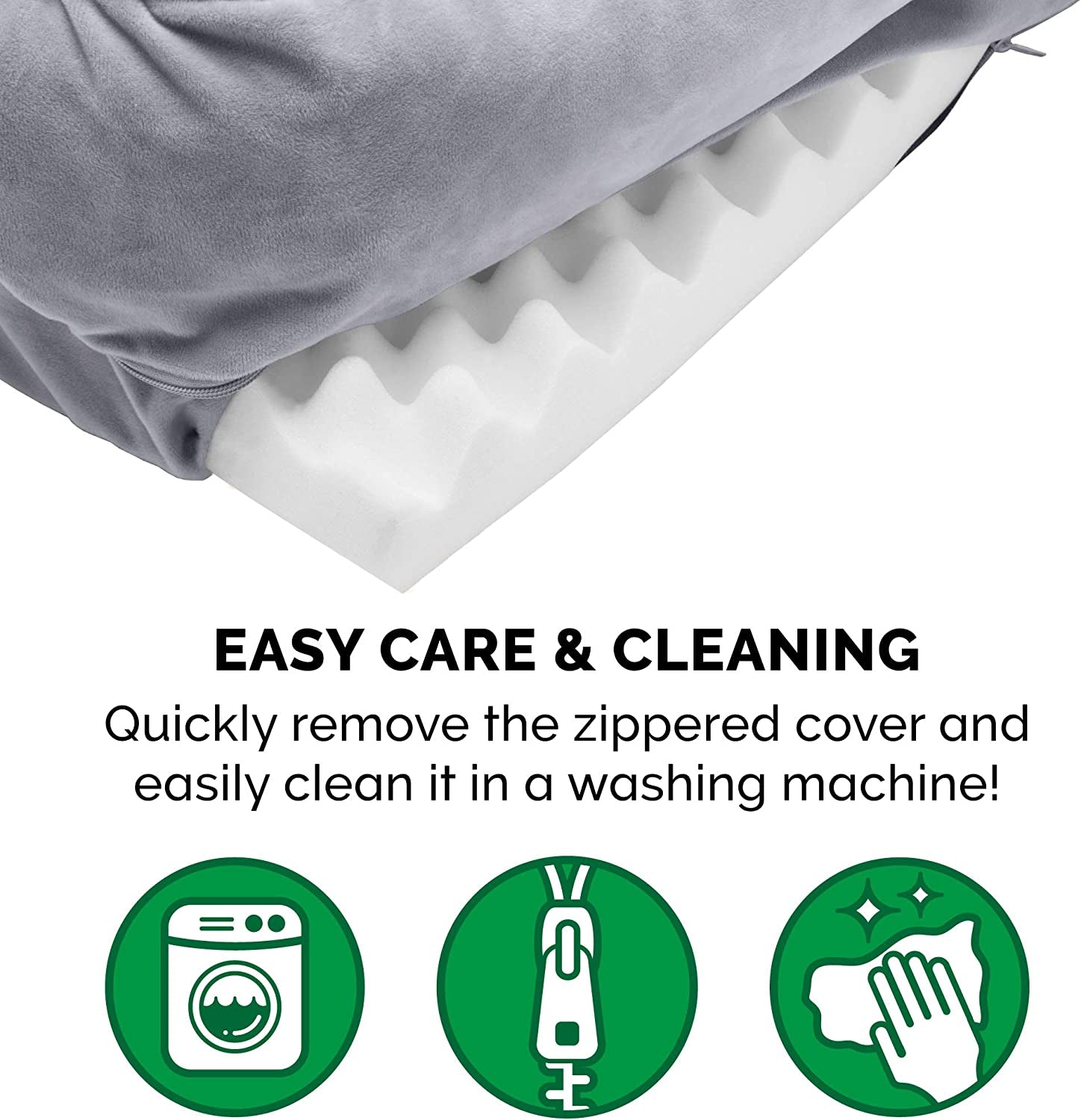 Orthopedic Foam Dog Bed with Washable Velvet Cover - Granite Gray, Large (for dogs up to 55 lbs)