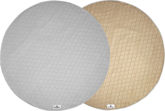 ® Pawtect® Washable Dog Pee Pads (2-Pack) - Premium Waterproof and Reusable Whelping Pads, Modern Design (Tan/Grey, 48" Round)