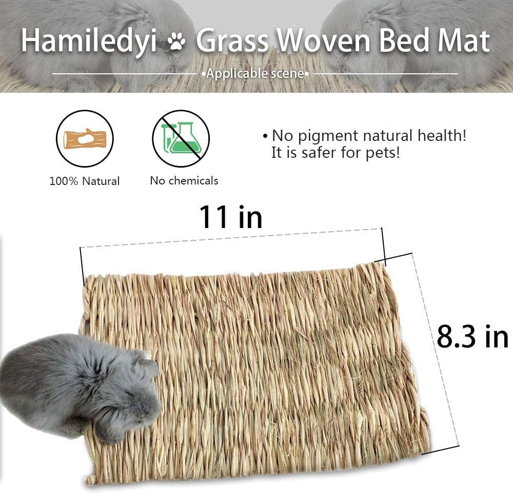 Grass Mat Set for Small Animals - 12PCS Woven Chew Toys and Bedding for Rabbits, Guinea Pigs, Chinchillas, Squirrels, Hamsters, Cats, and Dogs