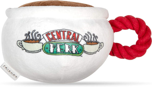 Central Perk Coffee Mug Plush Dog Toy with Rope Handle | Soft Squeaky Toy for Dogs | Stuffed Dog Toy with Squeaker for Enhanced Playtime, Friends Memorabilia