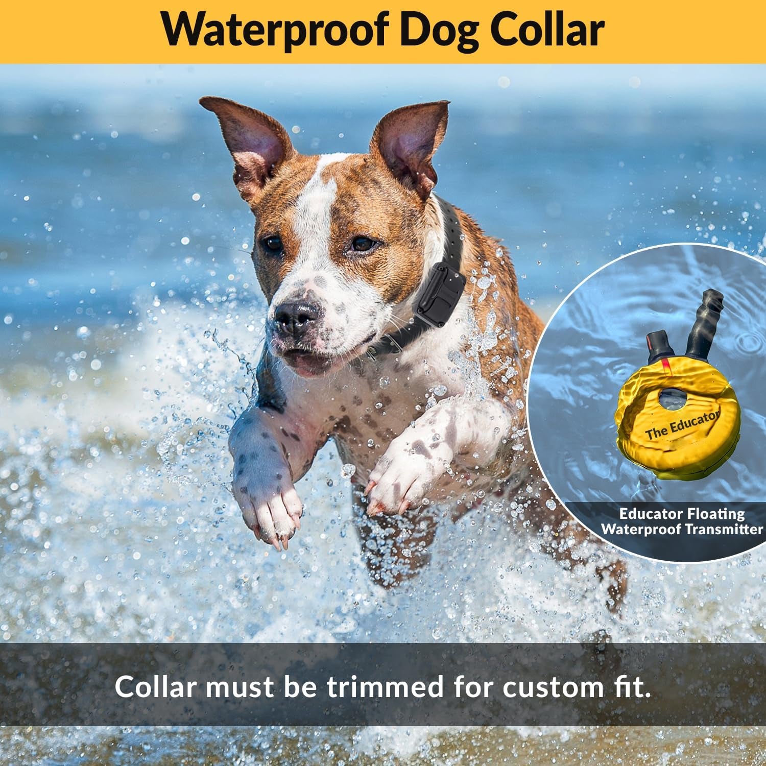 E-Collar Humane Dog Training System with Remote Control, 100 Safe Stimulation Levels, Night Light, Waterproof, Rechargeable, 3/4 Mile Range for Small to Medium Dogs, Yellow