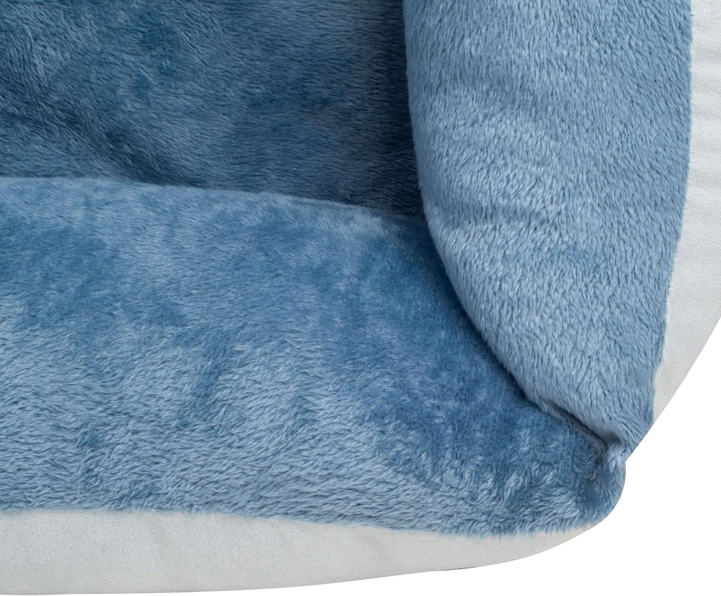 Orthopedic Rectangle Bolster Pet Bed, Medium 25x21 Inches, Blue with Orthopedic Insert by