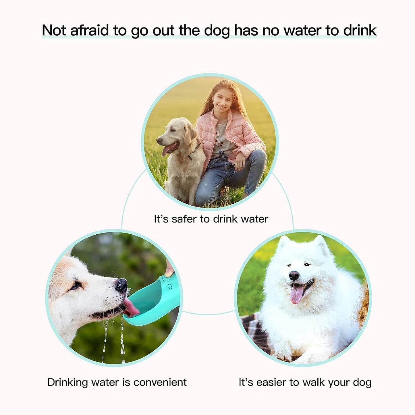 Portable Dog Water Bottle and Dispenser with Bowl - Food Grade Silicone, BPA Free, Ideal for Travel and Walking