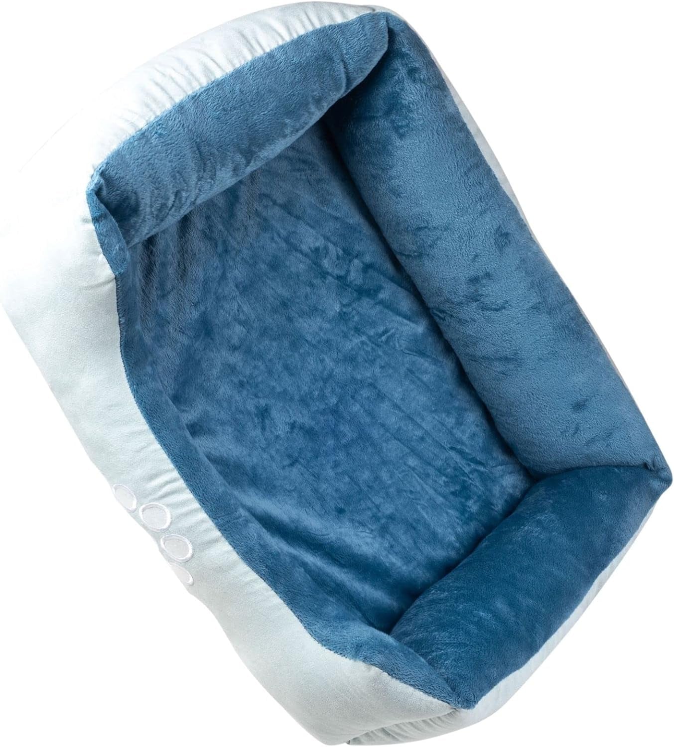 Orthopedic Rectangle Bolster Pet Bed, Medium 25x21 Inches, Blue with Orthopedic Insert by