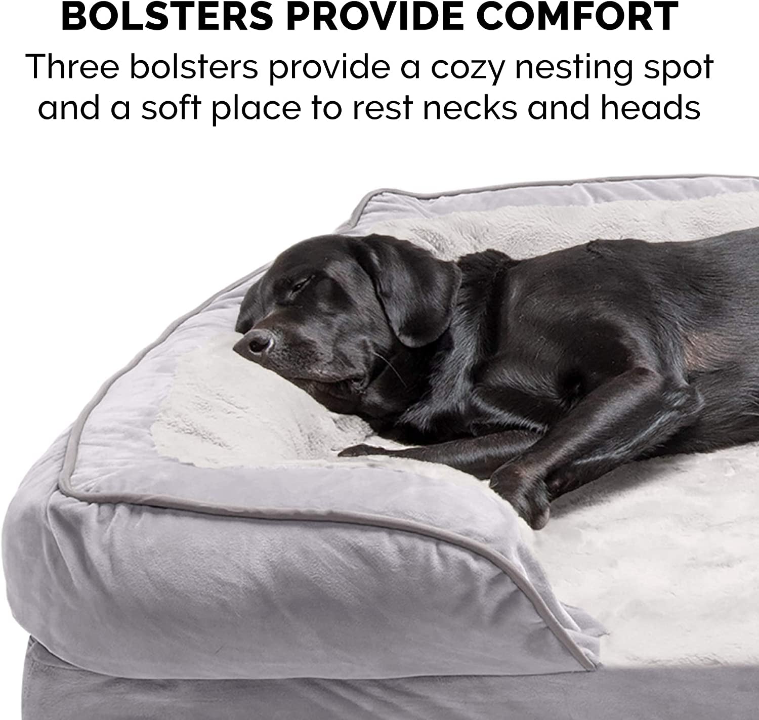Orthopedic Foam Dog Bed with Washable Velvet Cover - Granite Gray, Large (for dogs up to 55 lbs)