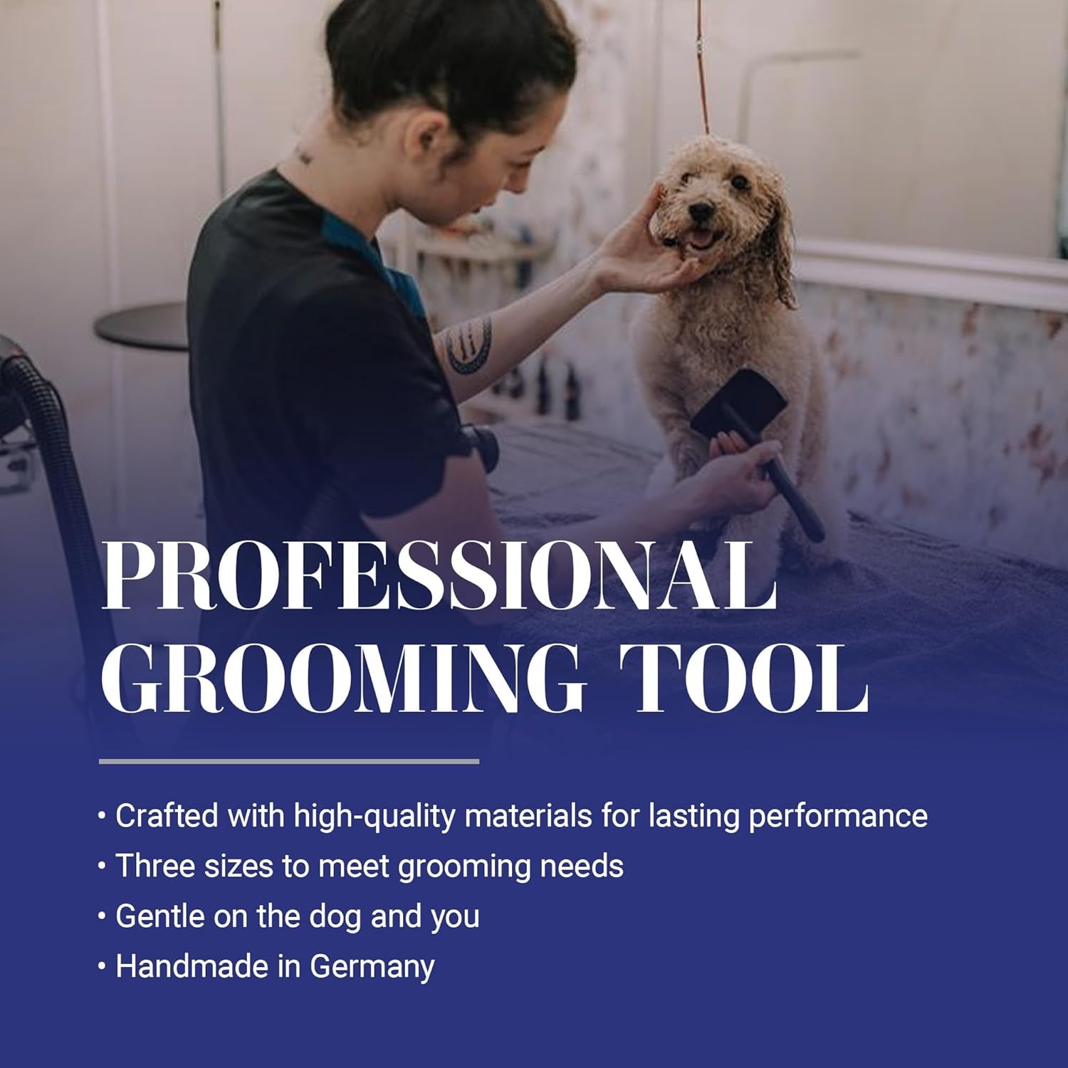 Big K Dog Slicker Brush for Goldendoodles, Labradoodles, and Poodles - Professional Grooming Tool for Fluffing, Detangling, and Styling, Large Size, Black
