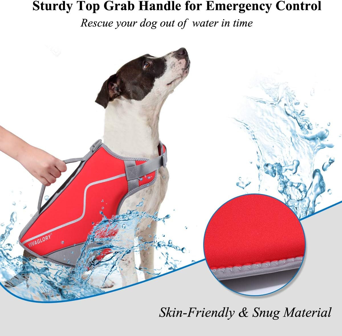 Lightweight Neoprene Dog Life Vest for Swimming and Boating, Buoyant Dog Life Jacket with Handle, Medium, Red