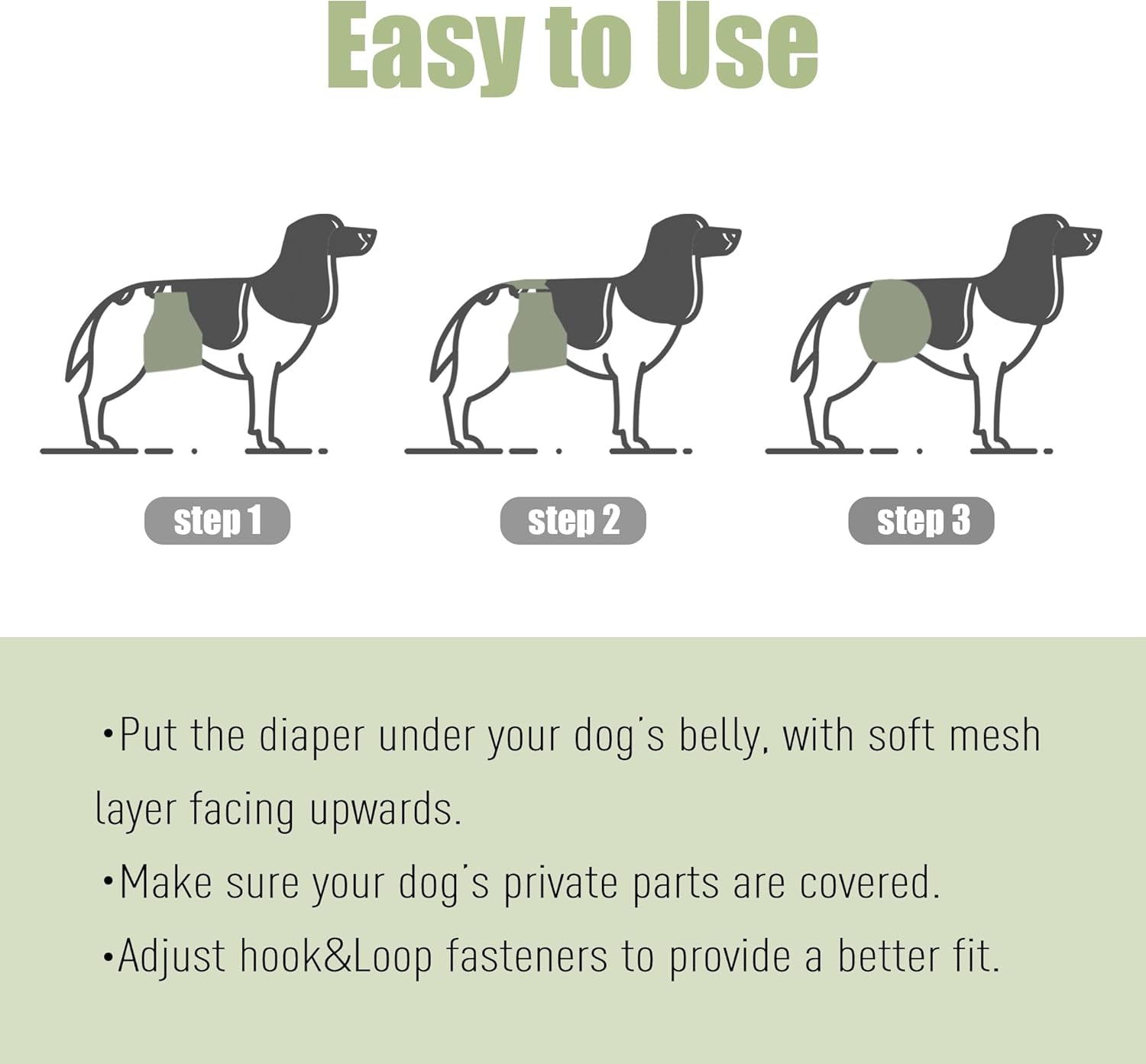 Reusable Male Dog Diapers - Set of 3 Washable Belly Wraps (Small - 11" to 14" Waist)