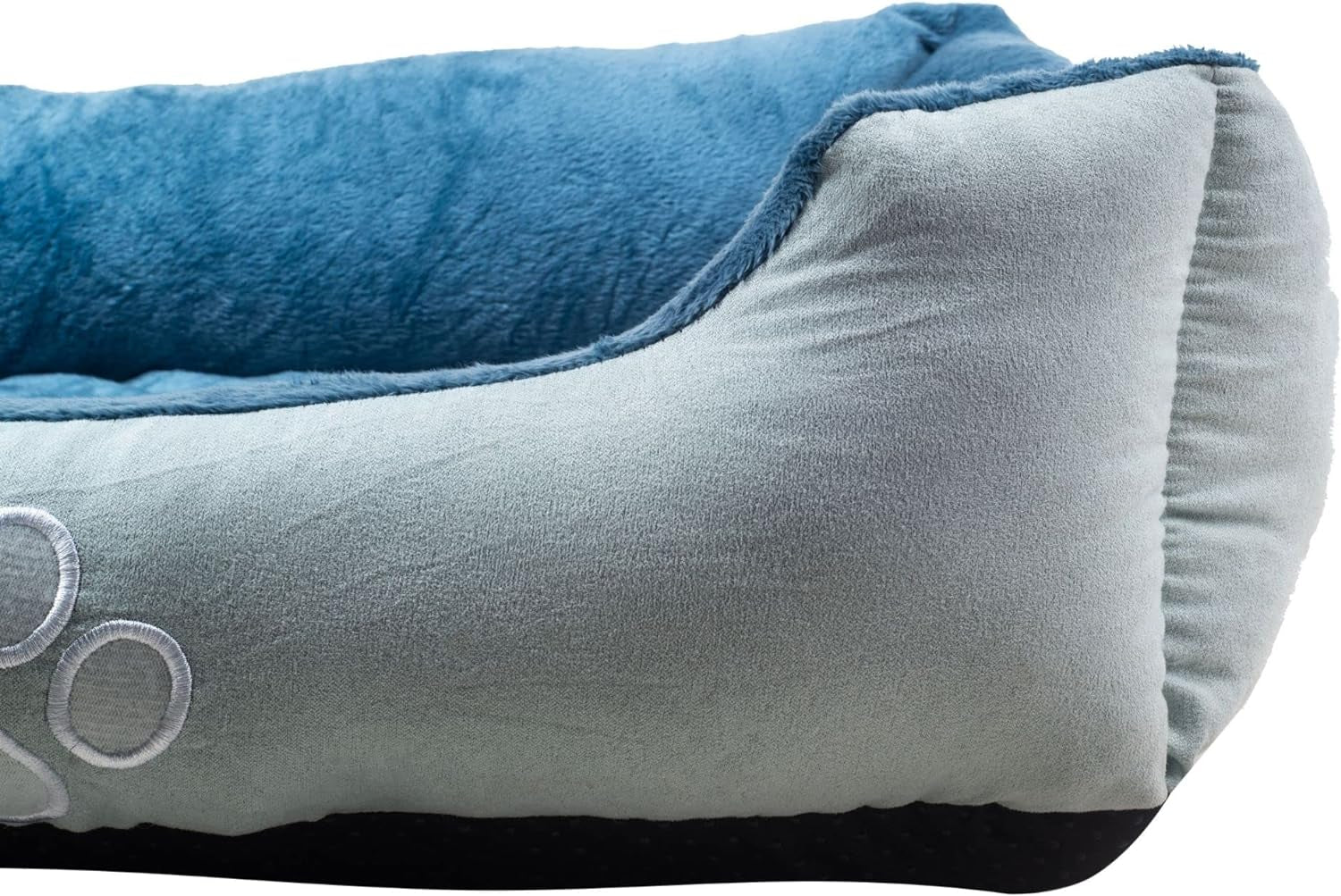 Orthopedic Rectangle Bolster Pet Bed, Medium 25x21 Inches, Blue with Orthopedic Insert by