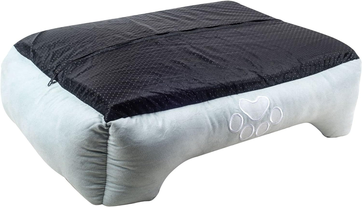 Orthopedic Rectangle Bolster Pet Bed, Medium 25x21 Inches, Blue with Orthopedic Insert by