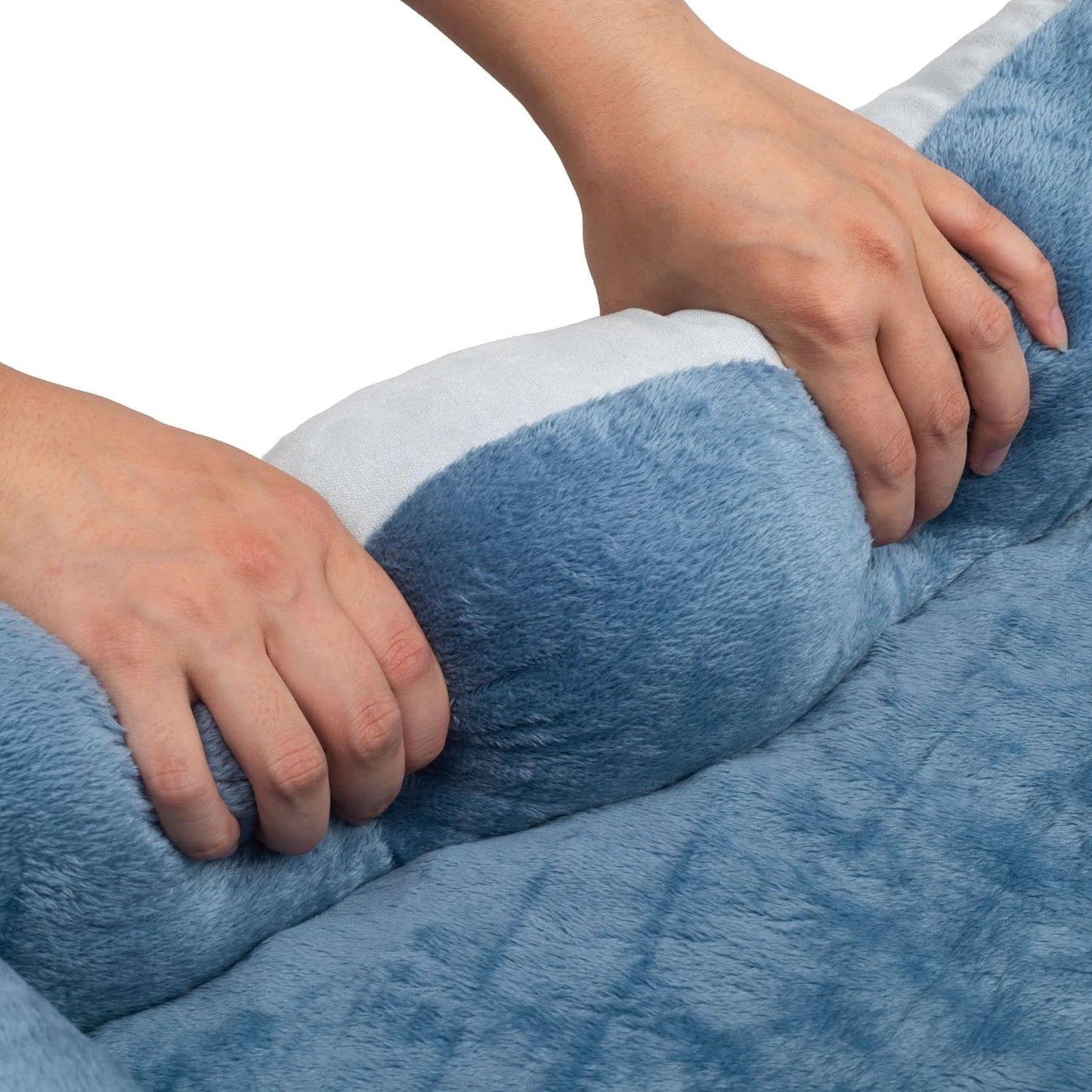 Orthopedic Rectangle Bolster Pet Bed, Medium 25x21 Inches, Blue with Orthopedic Insert by