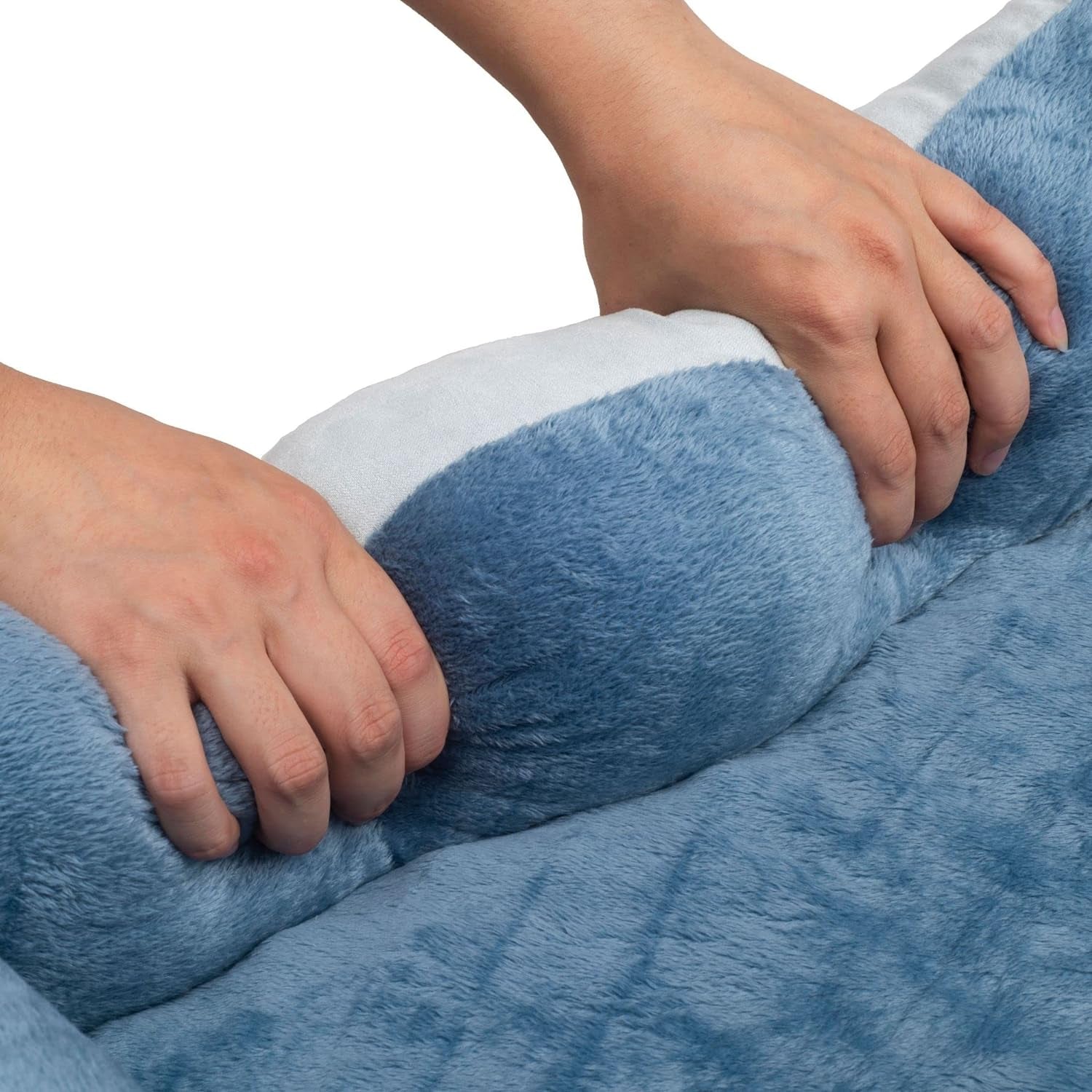 Orthopedic Rectangle Bolster Pet Bed, Medium 25x21 Inches, Blue with Orthopedic Insert by
